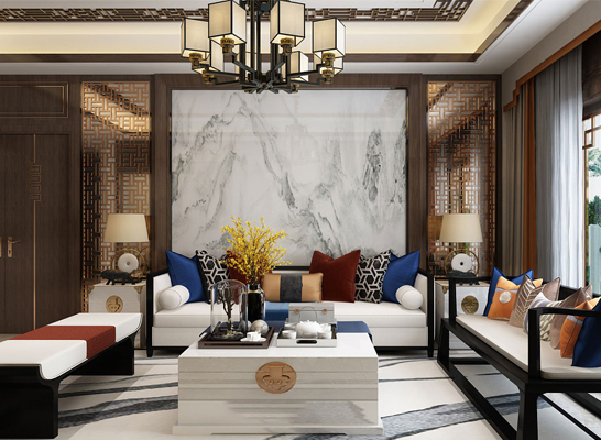 设计师岳昆仑作品-中式客厅作品